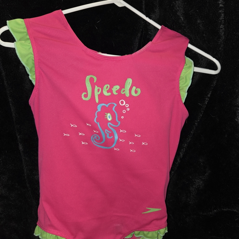 Speedo Kids One Piece Swimsuit - Vibrant Pink with Lime Accents - Picture 5 of 5